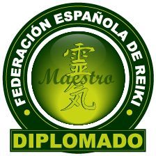 Jasone Sánchez, profesora de Reiki, y todas sus formaciones, estan avaladas por la Federación Española de Reiki. Logo de Maestro de la federación Española de Reiki,